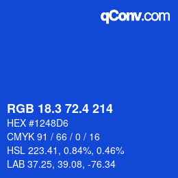 カラーコード: RGB 18.3 72.4 214 | qconv.com