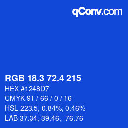 カラーコード: RGB 18.3 72.4 215 | qconv.com