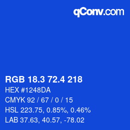 カラーコード: RGB 18.3 72.4 218 | qconv.com