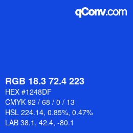カラーコード: RGB 18.3 72.4 223 | qconv.com