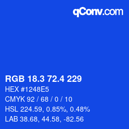 カラーコード: RGB 18.3 72.4 229 | qconv.com