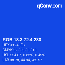 カラーコード: RGB 18.3 72.4 230 | qconv.com