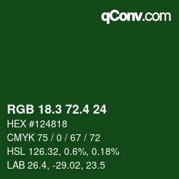 カラーコード: RGB 18.3 72.4 24 | qconv.com