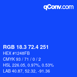 カラーコード: RGB 18.3 72.4 251 | qconv.com