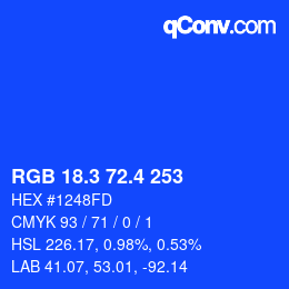 カラーコード: RGB 18.3 72.4 253 | qconv.com