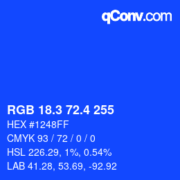 カラーコード: RGB 18.3 72.4 255 | qconv.com