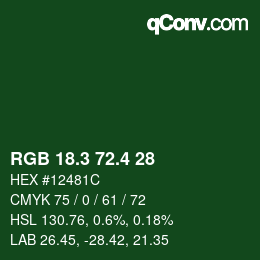カラーコード: RGB 18.3 72.4 28 | qconv.com