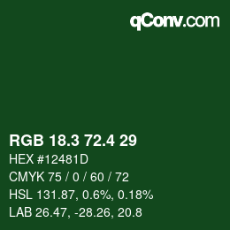 カラーコード: RGB 18.3 72.4 29 | qconv.com