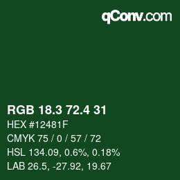 カラーコード: RGB 18.3 72.4 31 | qconv.com