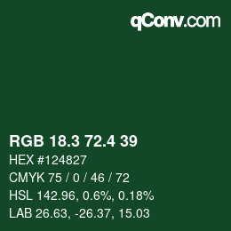 カラーコード: RGB 18.3 72.4 39 | qconv.com