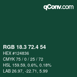 カラーコード: RGB 18.3 72.4 54 | qconv.com