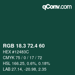 カラーコード: RGB 18.3 72.4 60 | qconv.com