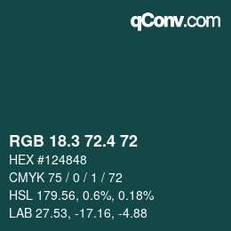 カラーコード: RGB 18.3 72.4 72 | qconv.com