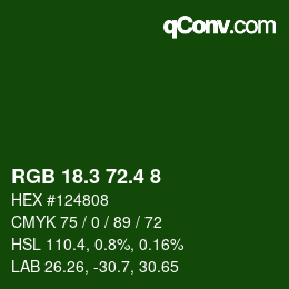 カラーコード: RGB 18.3 72.4 8 | qconv.com