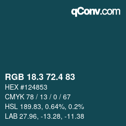 カラーコード: RGB 18.3 72.4 83 | qconv.com
