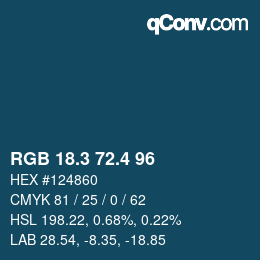 カラーコード: RGB 18.3 72.4 96 | qconv.com