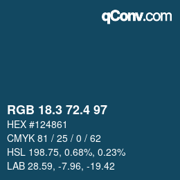 カラーコード: RGB 18.3 72.4 97 | qconv.com