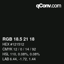 Farbcode: RGB 18.5 21 18 | qconv.com