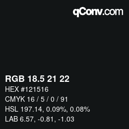 Farbcode: RGB 18.5 21 22 | qconv.com