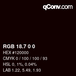 カラーコード: RGB 18.7 0 0 | qconv.com
