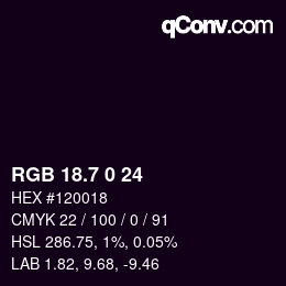 カラーコード: RGB 18.7 0 24 | qconv.com