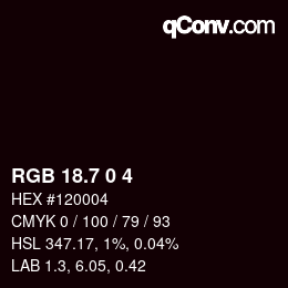カラーコード: RGB 18.7 0 4 | qconv.com