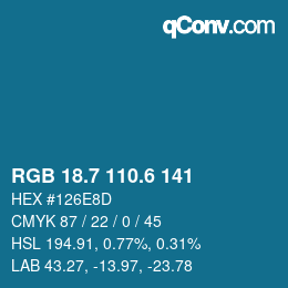 カラーコード: RGB 18.7 110.6 141 | qconv.com