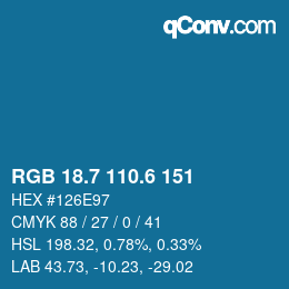 カラーコード: RGB 18.7 110.6 151 | qconv.com