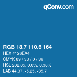 カラーコード: RGB 18.7 110.6 164 | qconv.com