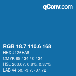 カラーコード: RGB 18.7 110.6 168 | qconv.com