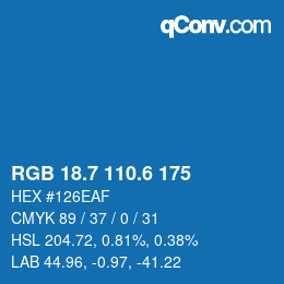 カラーコード: RGB 18.7 110.6 175 | qconv.com