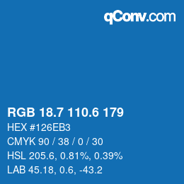 カラーコード: RGB 18.7 110.6 179 | qconv.com