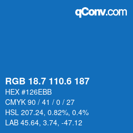 カラーコード: RGB 18.7 110.6 187 | qconv.com