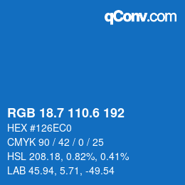 カラーコード: RGB 18.7 110.6 192 | qconv.com
