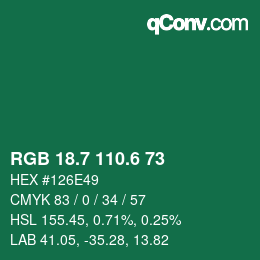 カラーコード: RGB 18.7 110.6 73 | qconv.com