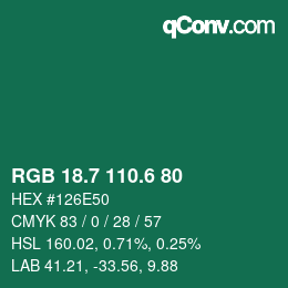 カラーコード: RGB 18.7 110.6 80 | qconv.com