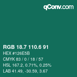 カラーコード: RGB 18.7 110.6 91 | qconv.com