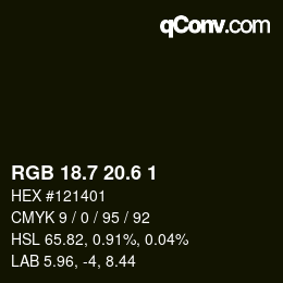 カラーコード: RGB 18.7 20.6 1 | qconv.com