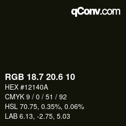 カラーコード: RGB 18.7 20.6 10 | qconv.com