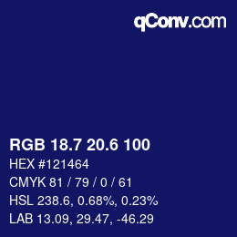 カラーコード: RGB 18.7 20.6 100 | qconv.com