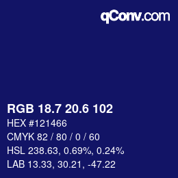 カラーコード: RGB 18.7 20.6 102 | qconv.com
