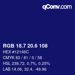 カラーコード: RGB 18.7 20.6 108 | qconv.com
