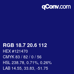 カラーコード: RGB 18.7 20.6 112 | qconv.com
