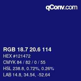カラーコード: RGB 18.7 20.6 114 | qconv.com