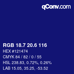カラーコード: RGB 18.7 20.6 116 | qconv.com