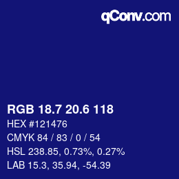 カラーコード: RGB 18.7 20.6 118 | qconv.com