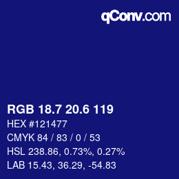 カラーコード: RGB 18.7 20.6 119 | qconv.com