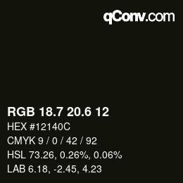 カラーコード: RGB 18.7 20.6 12 | qconv.com