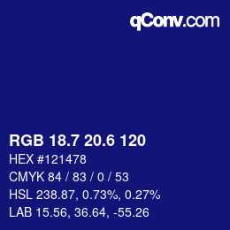 カラーコード: RGB 18.7 20.6 120 | qconv.com