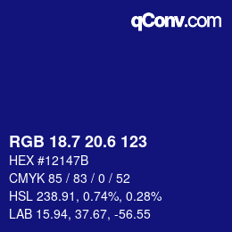 カラーコード: RGB 18.7 20.6 123 | qconv.com